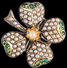 Four Leaf Clover Brooch with Demantoid Garnets and Pearls