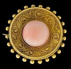 Coral Etruscan Brooch