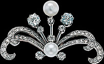 Platinum on gold diamond and pearl brooch