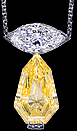 Original Fancy Yellow Kite Shaped Diamond Pendant with Flawless White Diamo
