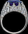 Rare Platinum Art Deco Ring with  Burma sapphire