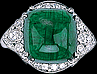 Platinum Art Deco Ring with  4.00 carat Cabochon Emerald